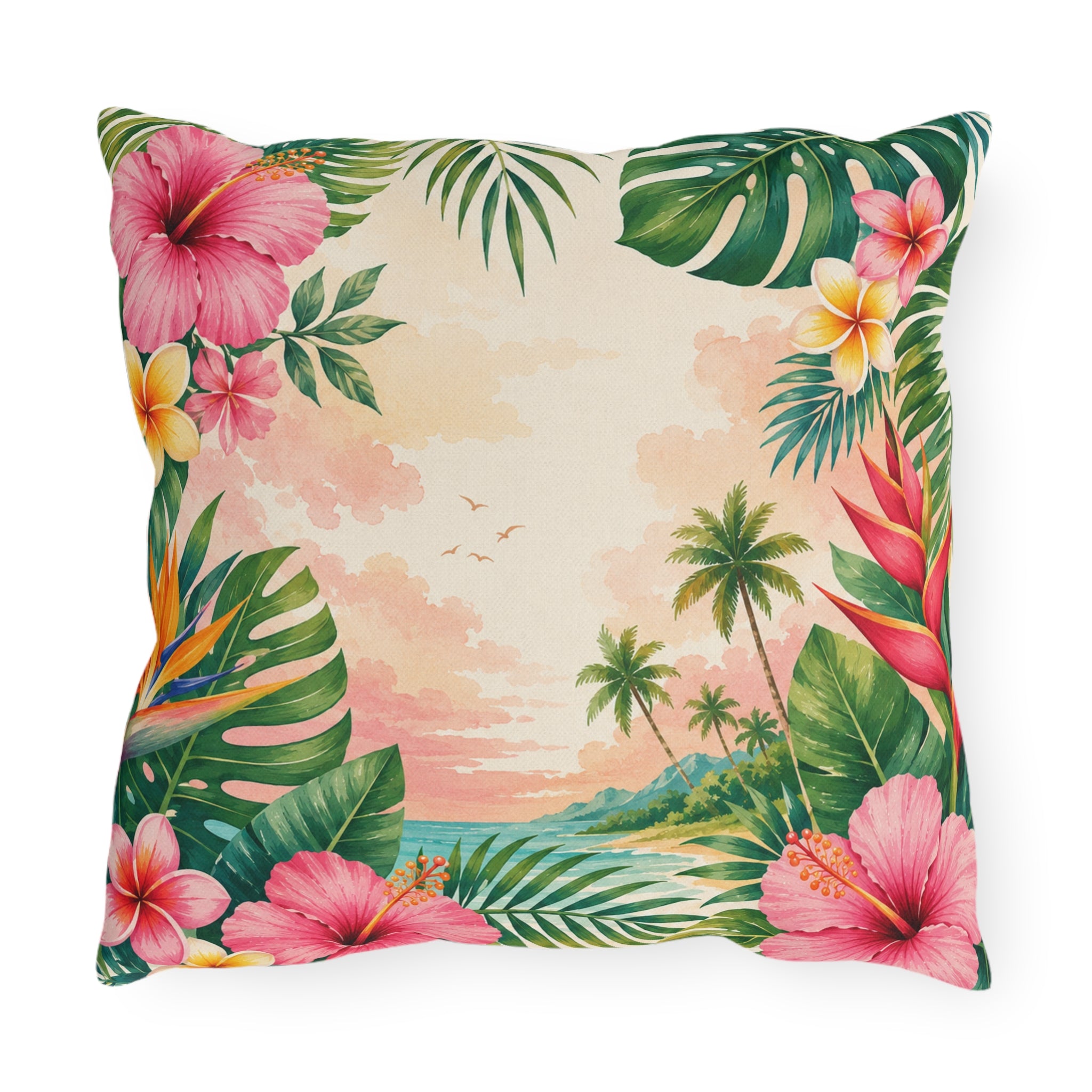 Tropical Coconut Cove Outdoor Pillow
