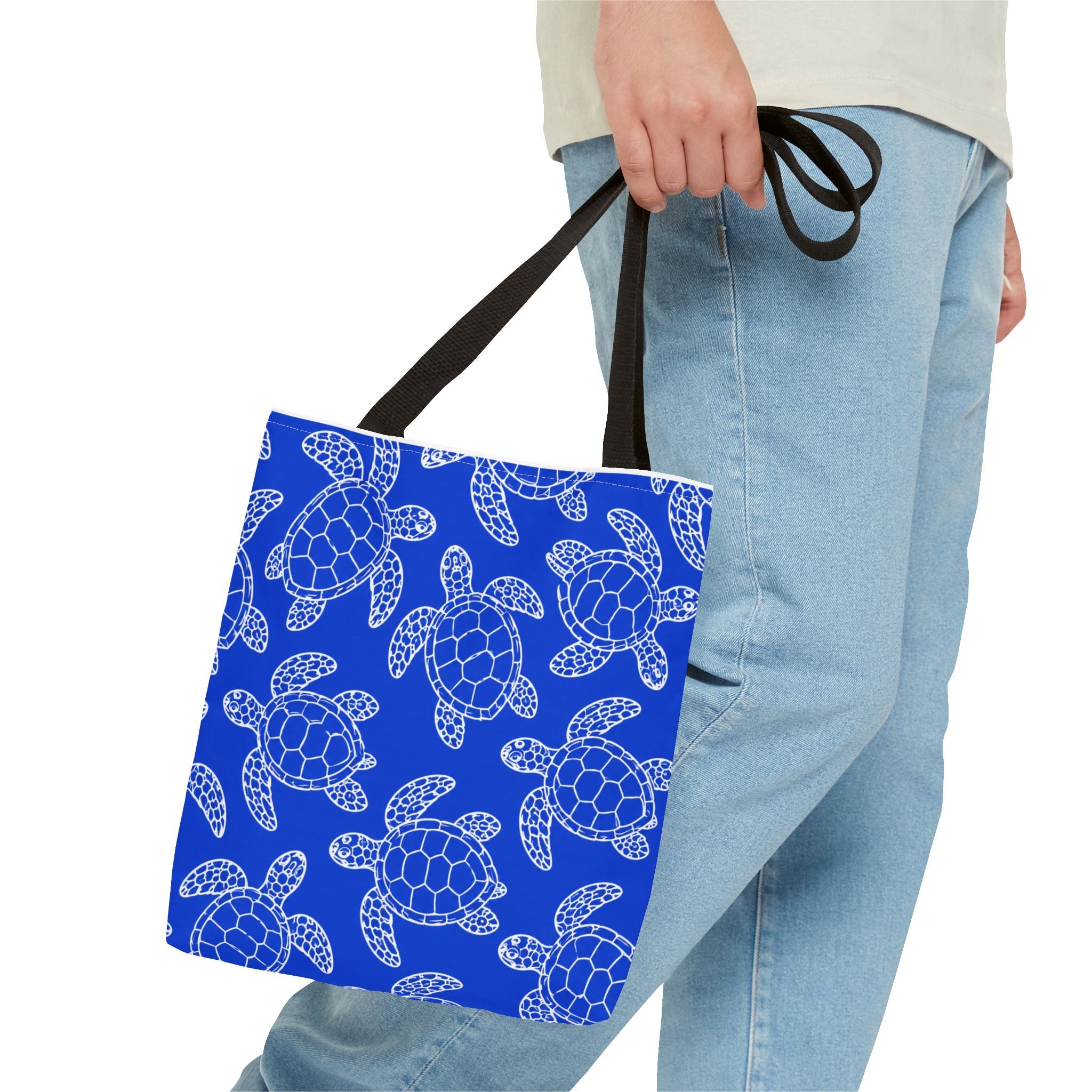 Sea Turtle Pattern Tote Bag — Blue Ocean Reusable Beach Bag