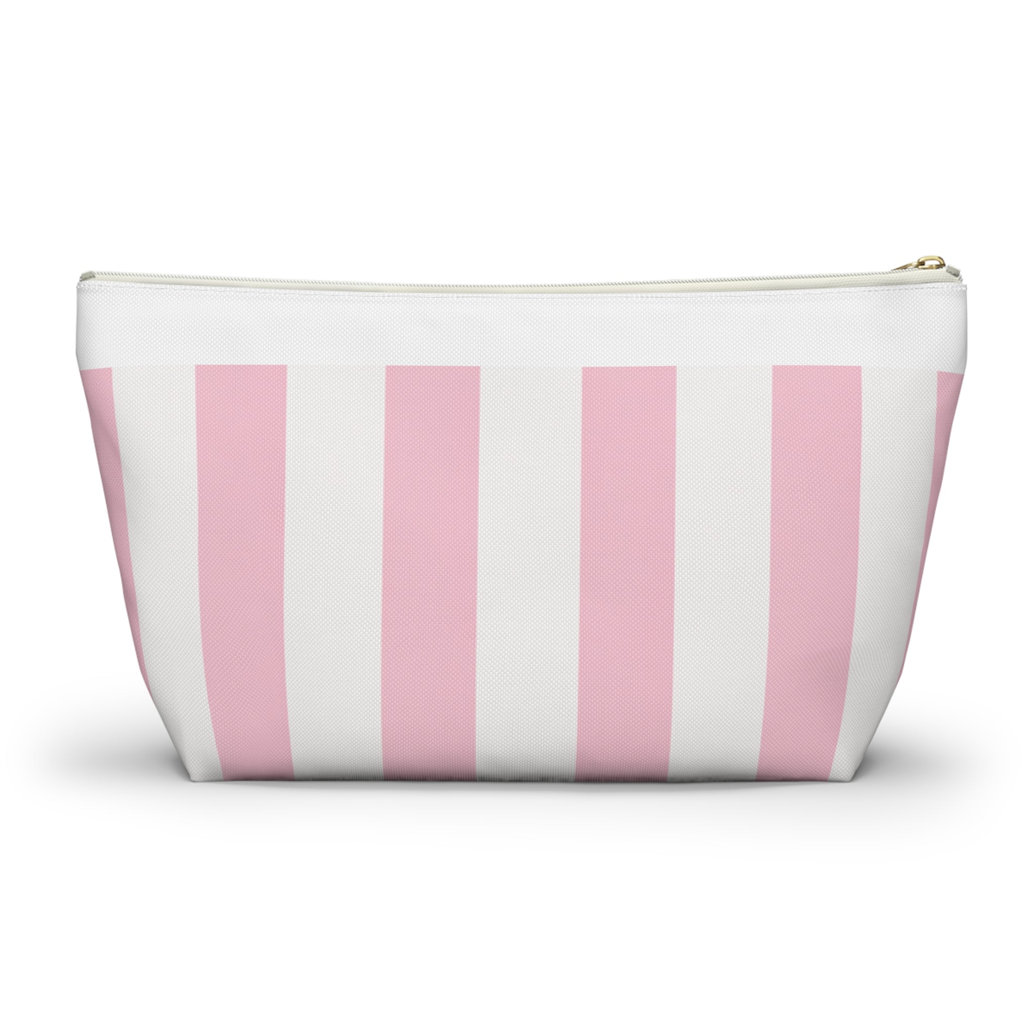 Coconut Cove Striped Accessory Pouch — Pink T‑Bottom Makeup Bag