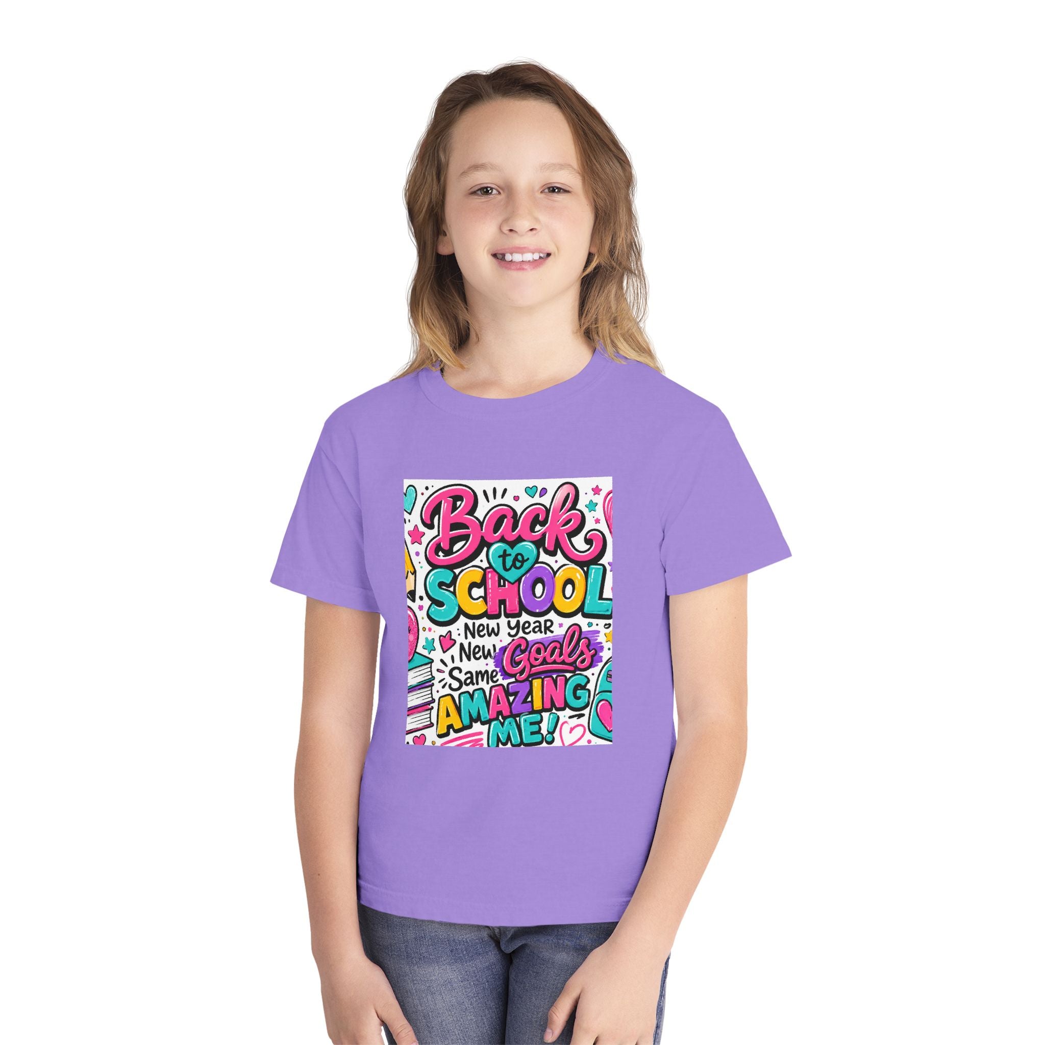 Back to School Youth Tee — "Back to School: New Year, New Goals, Same Amazing Me"
