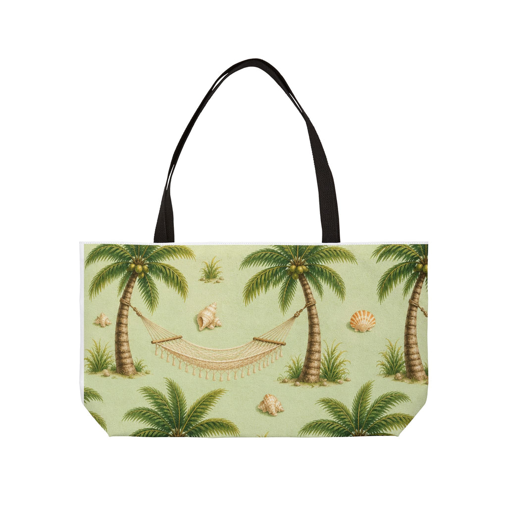 Tropical Palm Weekender Tote Bag — Hammock & Seashell Beach Print