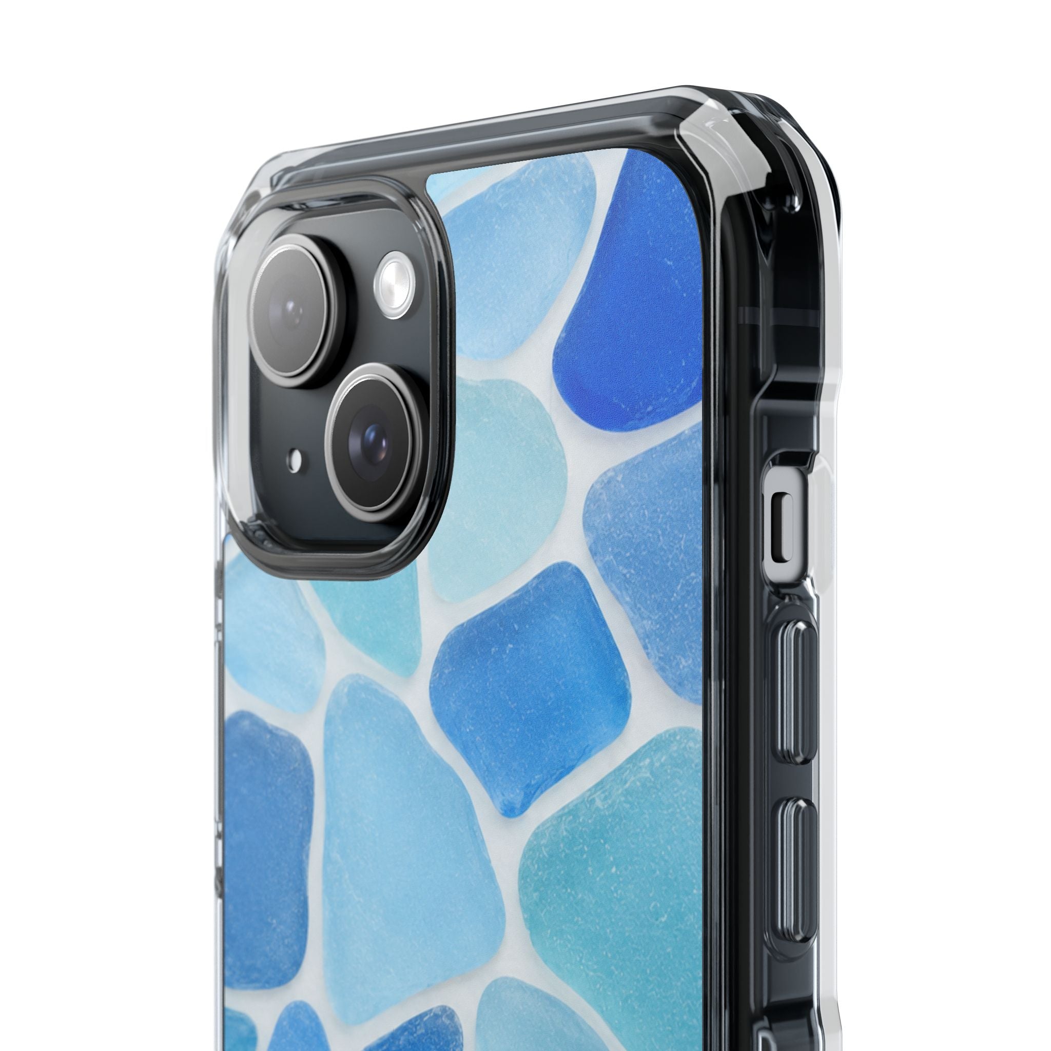 Blue Mosaic Magnetic Clear Phone Case — Protective Impact-Resistant iPhone Cover