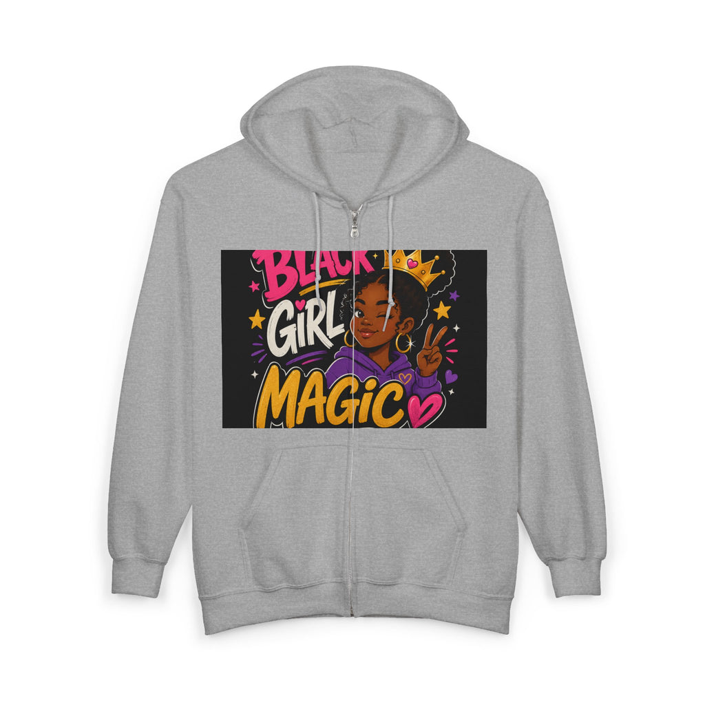 Black Girl Magic Zip Hoodie — Empowering Graphic Full-Zip Sweatshirt