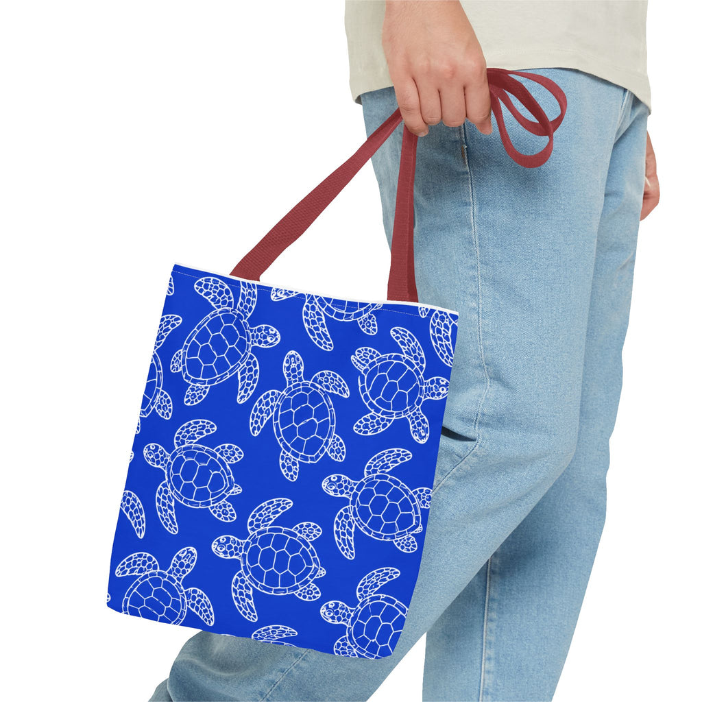 Sea Turtle Pattern Tote Bag — Blue Ocean Reusable Beach Bag