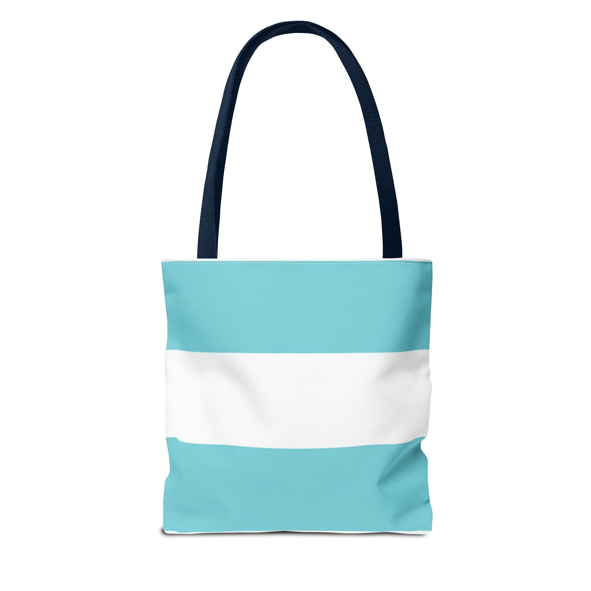 Striped Aqua & White Tote Bag — Beachy Everyday Shoulder Tote