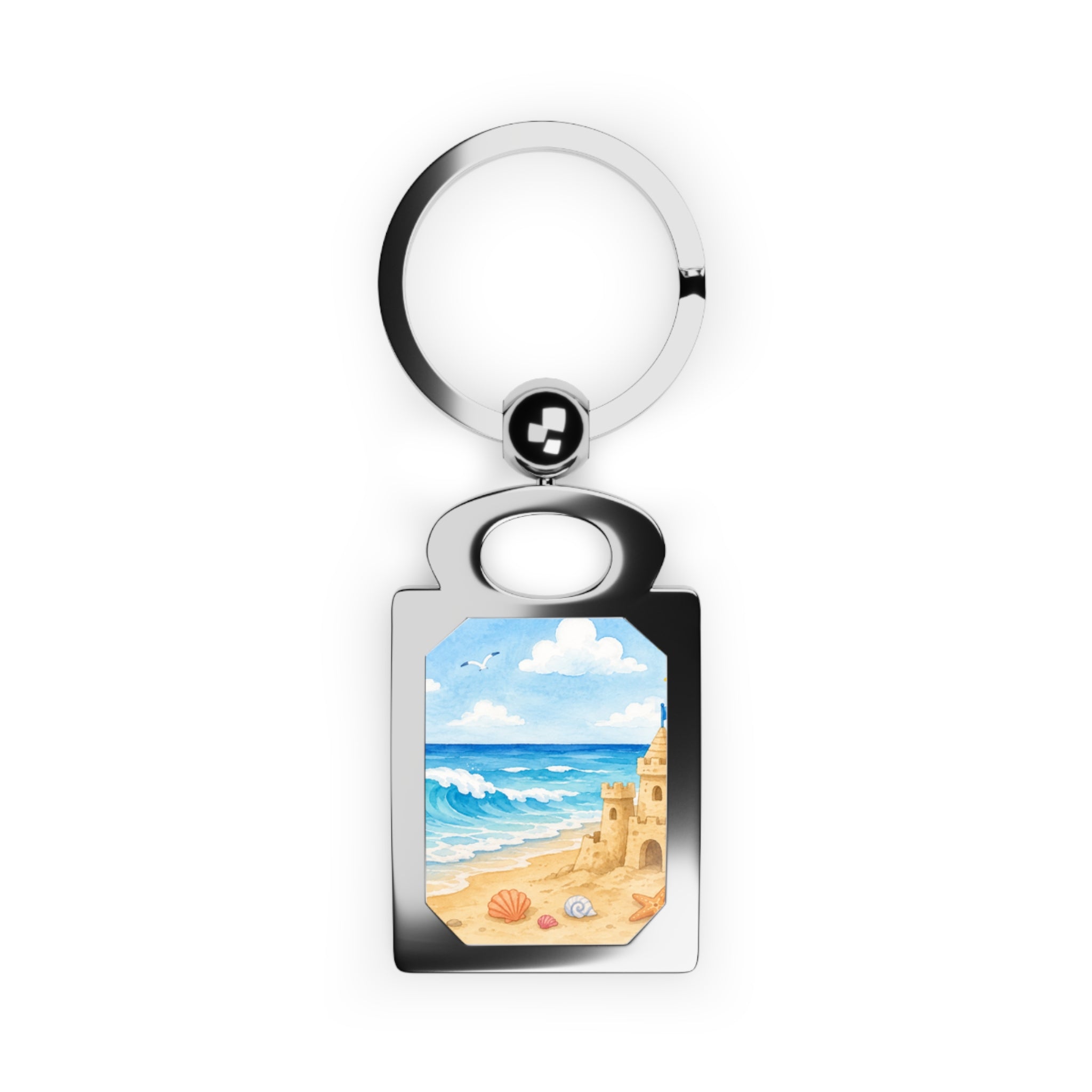 Personalized Rectangle Keyring — Tropical Monogram “K”