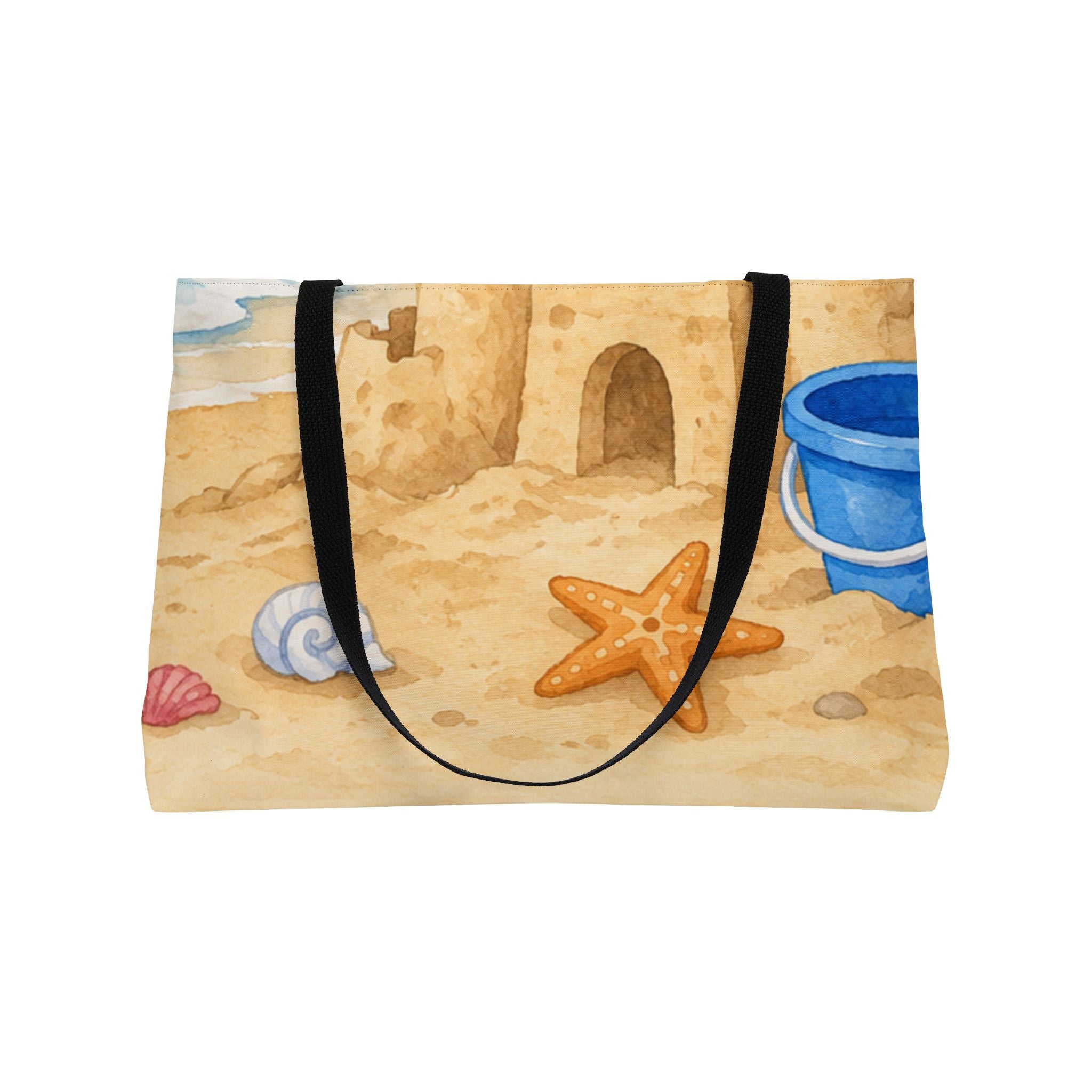 Beach Scene Weekender Tote Bag – Sandcastle, Starfish & Seaside Design