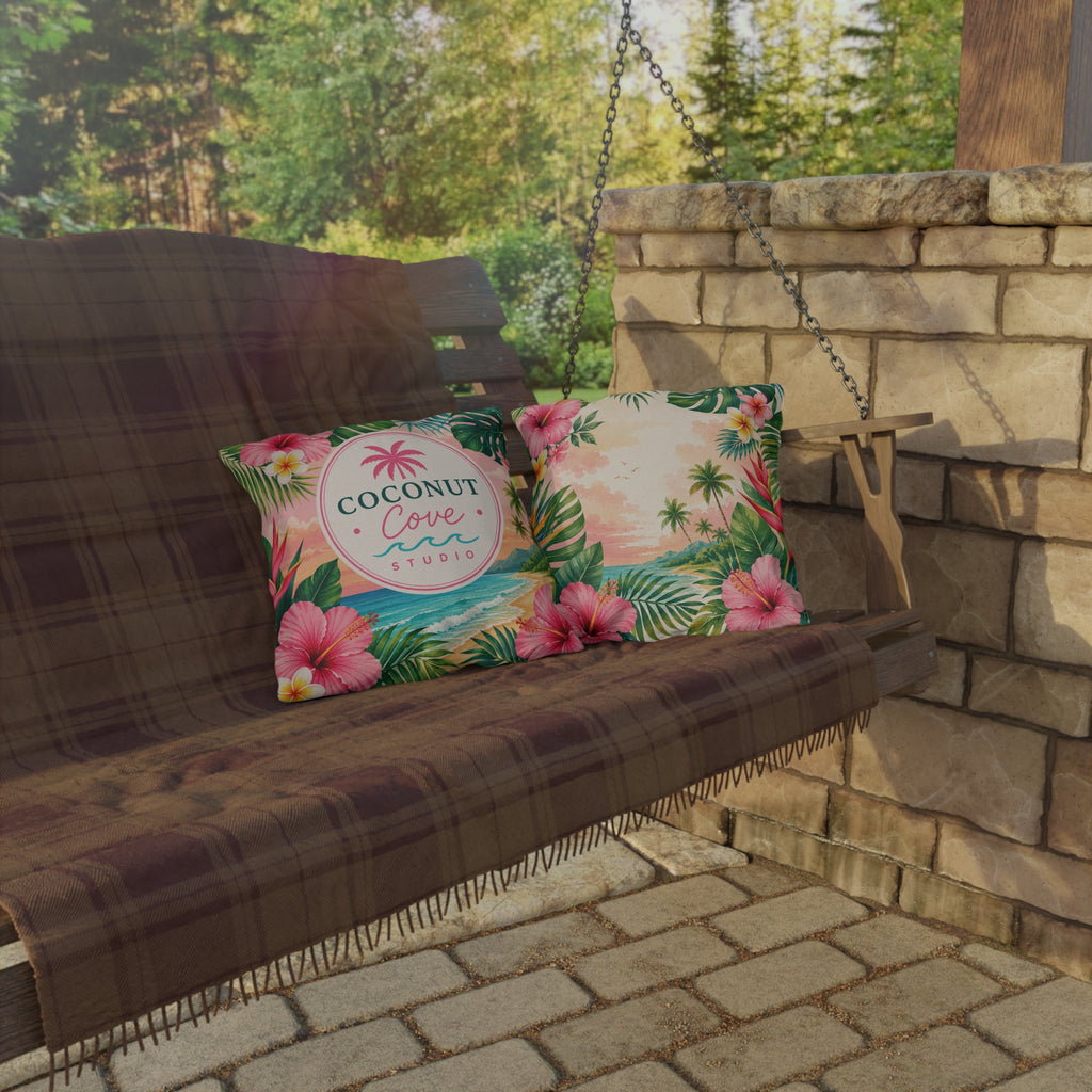 Tropical Coconut Cove Outdoor Pillow