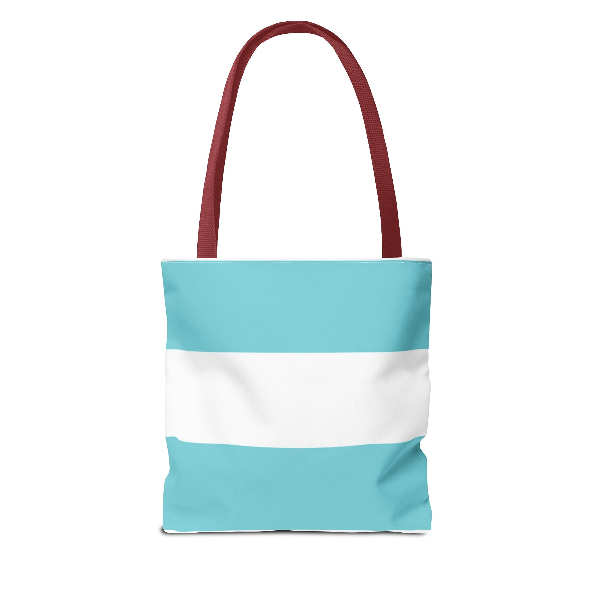 Striped Aqua & White Tote Bag — Beachy Everyday Shoulder Tote