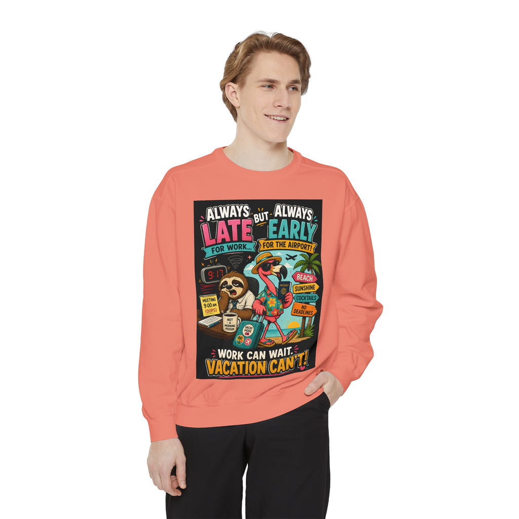 Vacation Vibes Sweatshirt — "Work Can Wait, Vacation Can't" Beach Resort Pullover