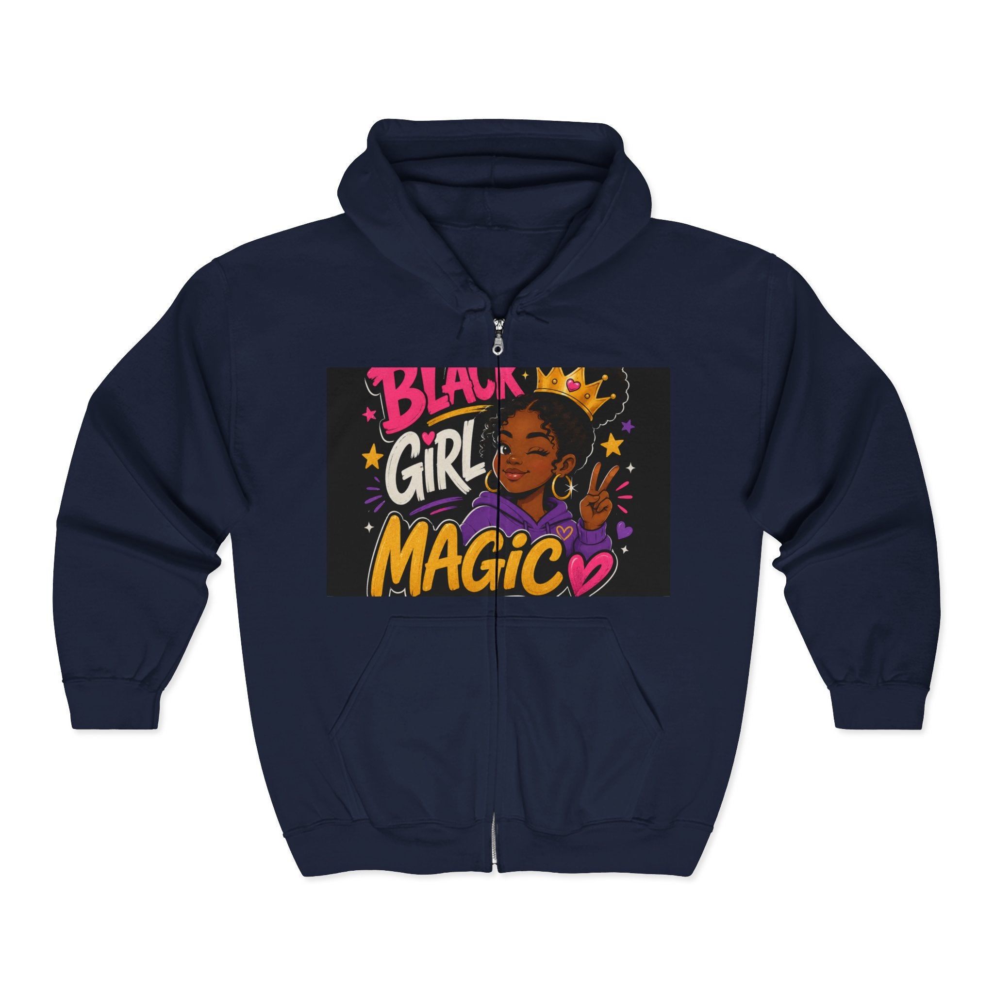 Black Girl Magic Zip Hoodie — Empowering Graphic Full-Zip Sweatshirt