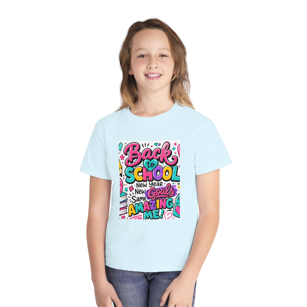 Back to School Youth Tee — "Back to School: New Year, New Goals, Same Amazing Me"
