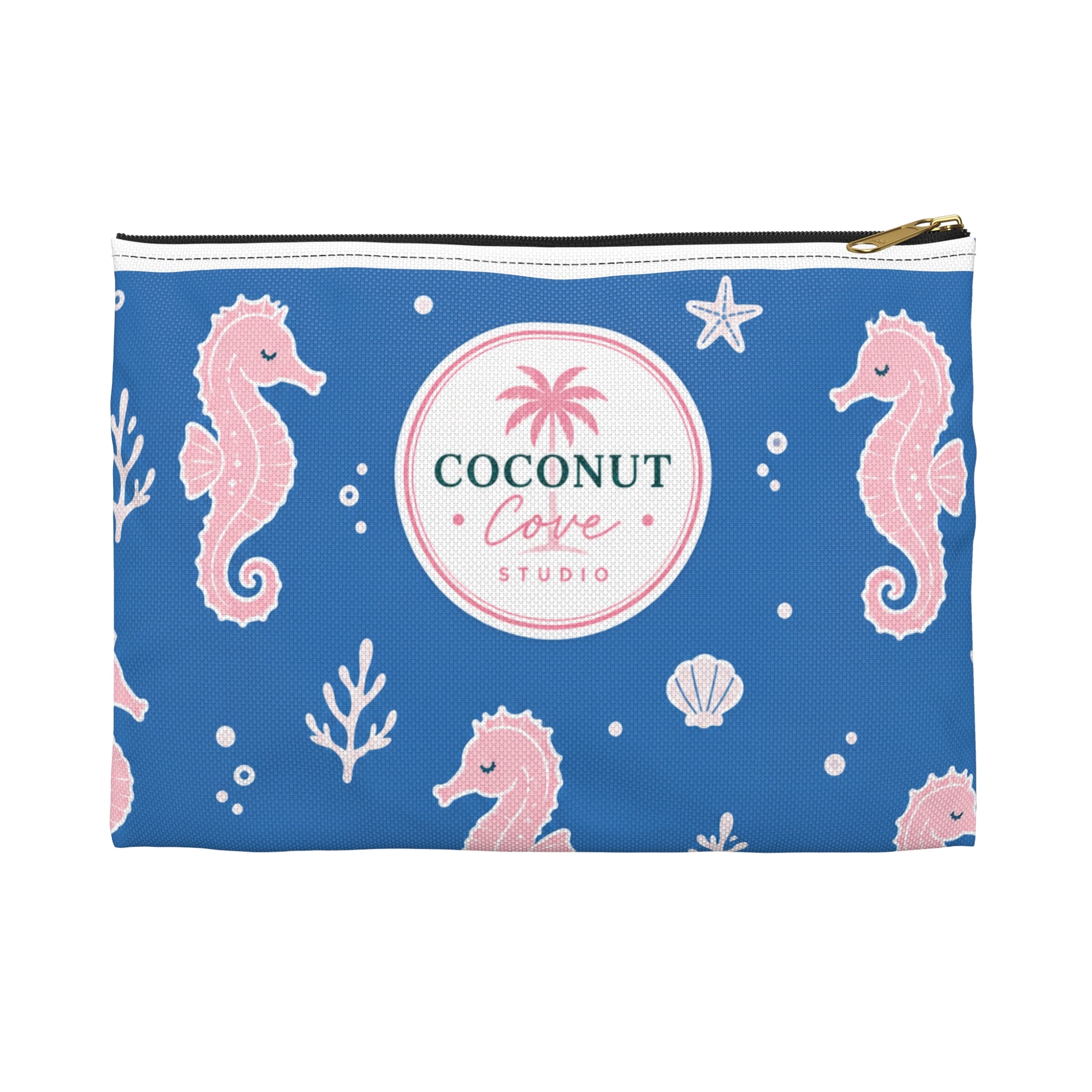 Seahorse Beach Accessory Pouch – Coconut Cove Cosmetic & Travel Zip Bag