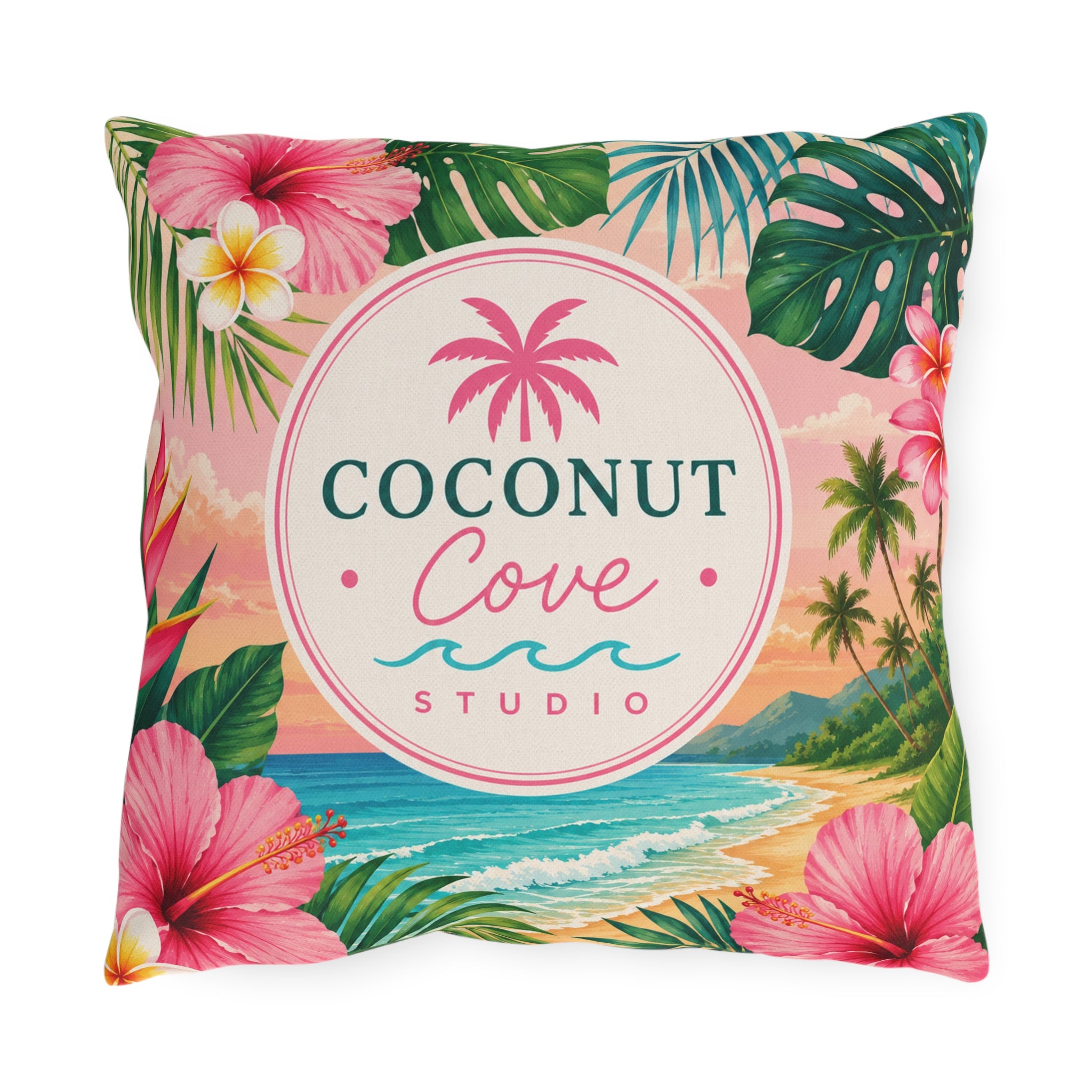 Tropical Coconut Cove Outdoor Pillow