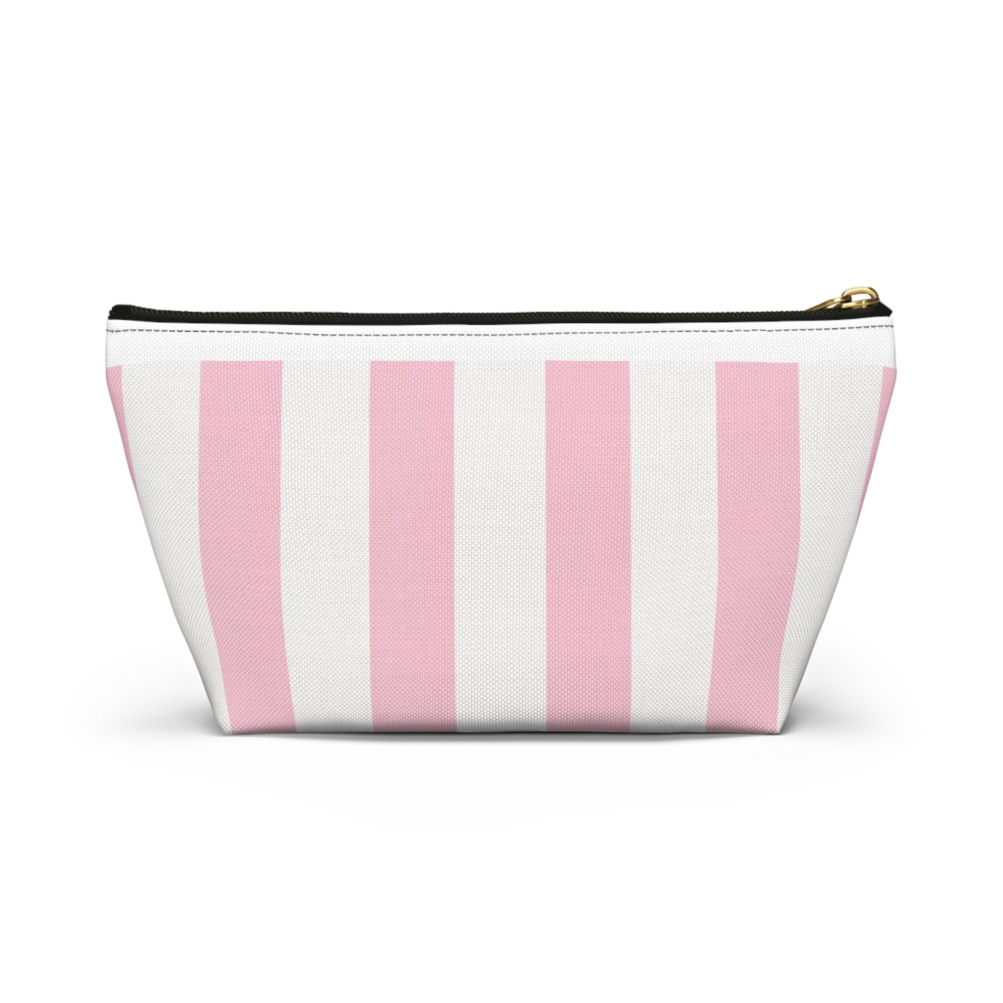 Coconut Cove Striped Accessory Pouch — Pink T‑Bottom Makeup Bag