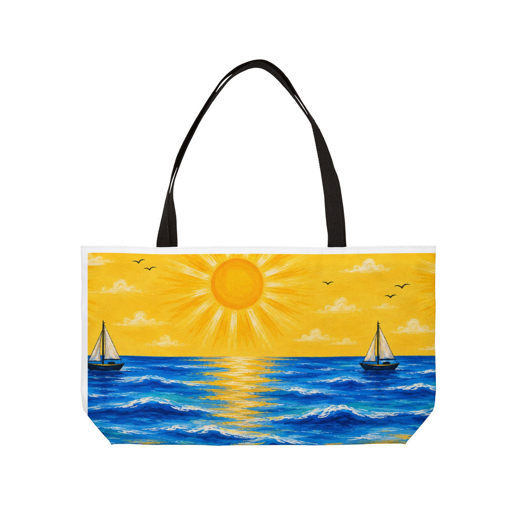 Beach Sunrise Weekender Tote Bag — Nautical Sailboat & Sun Beach Bag