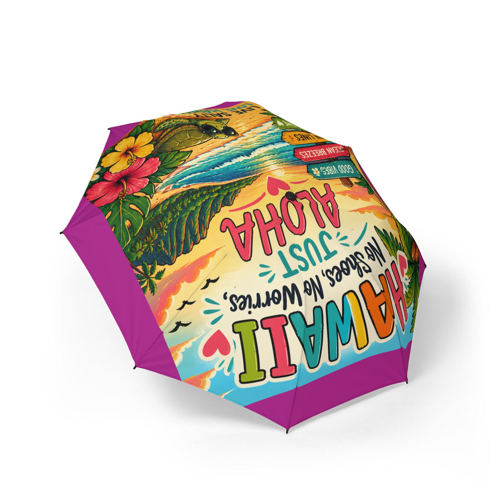 Hawaii Tropical Foldable Umbrella — 'Hawaii Just Aloha' Beach Rain Sun Parasol