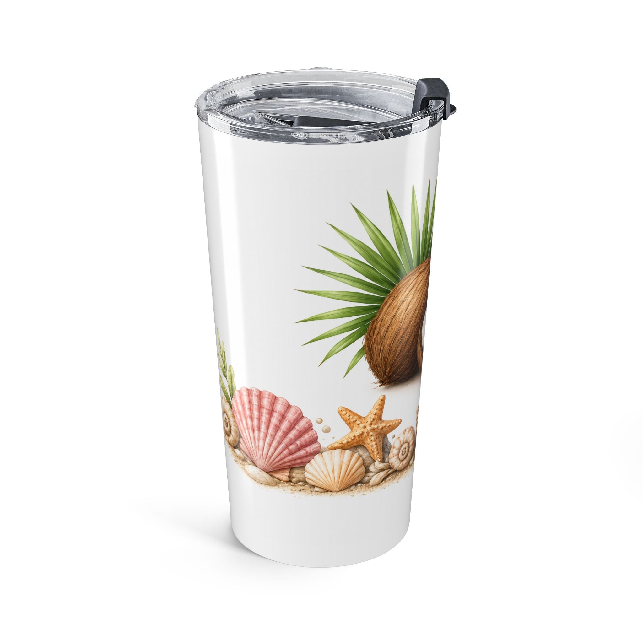 Coconut Seashell 20oz Tumbler – Tropical Beach Drink Cup
