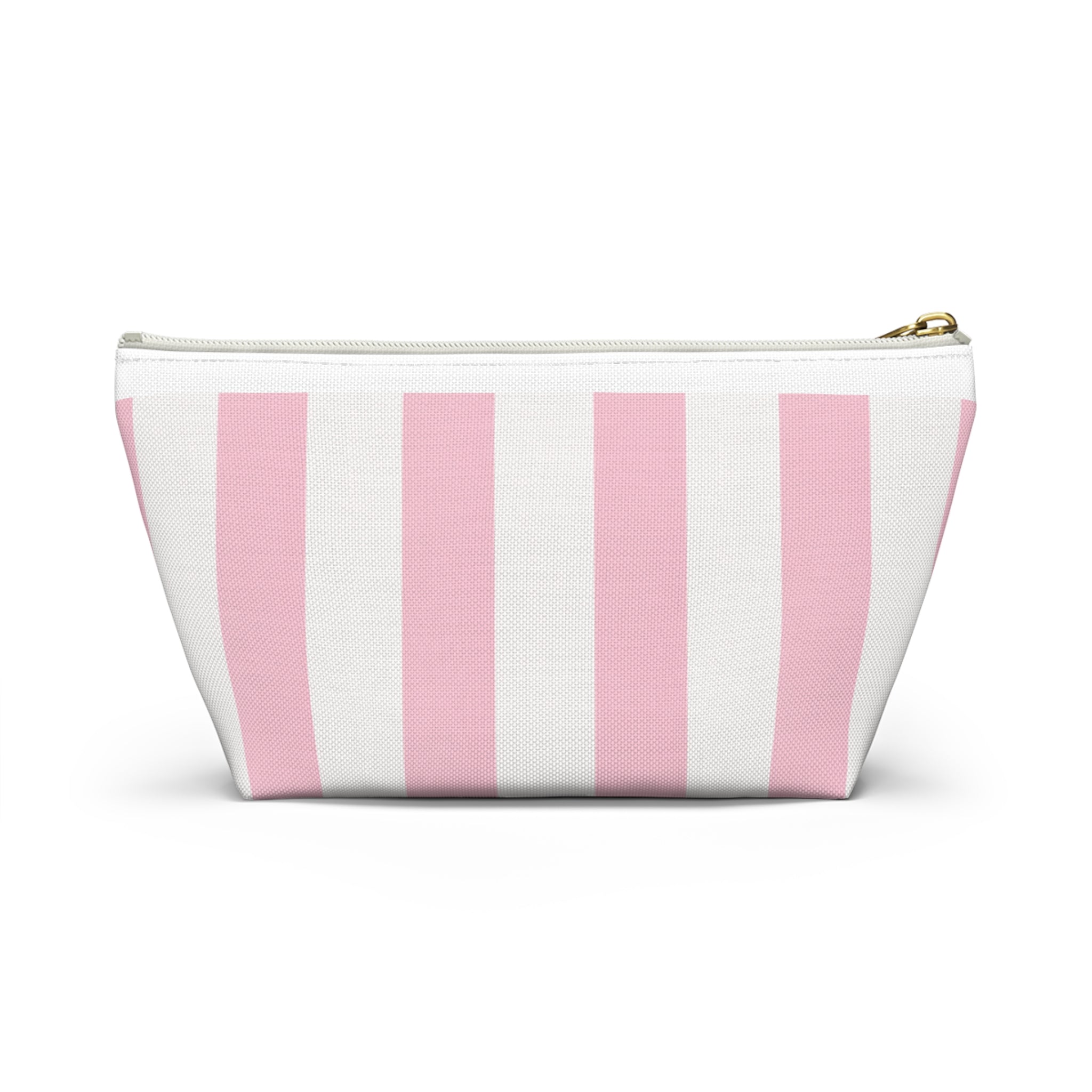 Coconut Cove Striped Accessory Pouch — Pink T‑Bottom Makeup Bag