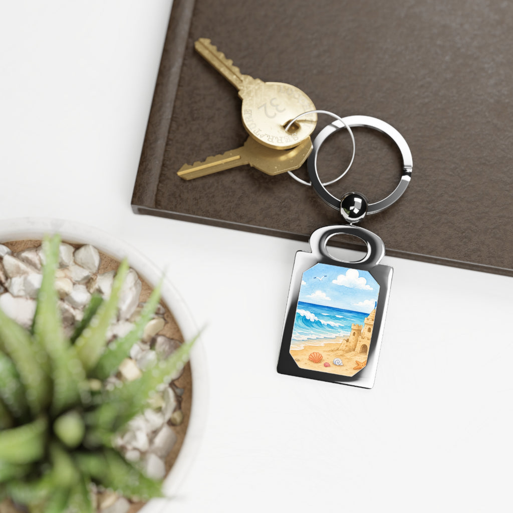 Personalized Rectangle Keyring — Tropical Monogram “K”