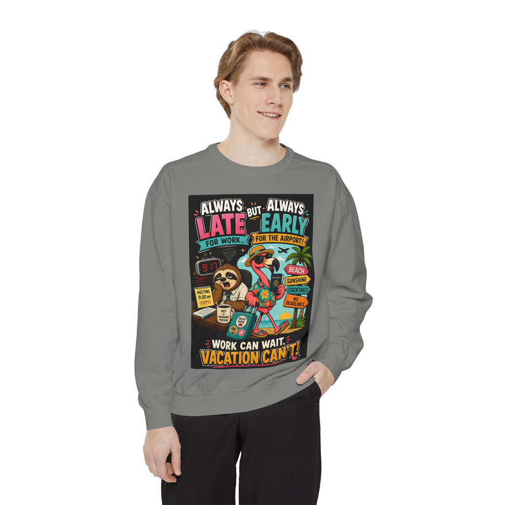 Vacation Vibes Sweatshirt — "Work Can Wait, Vacation Can't" Beach Resort Pullover