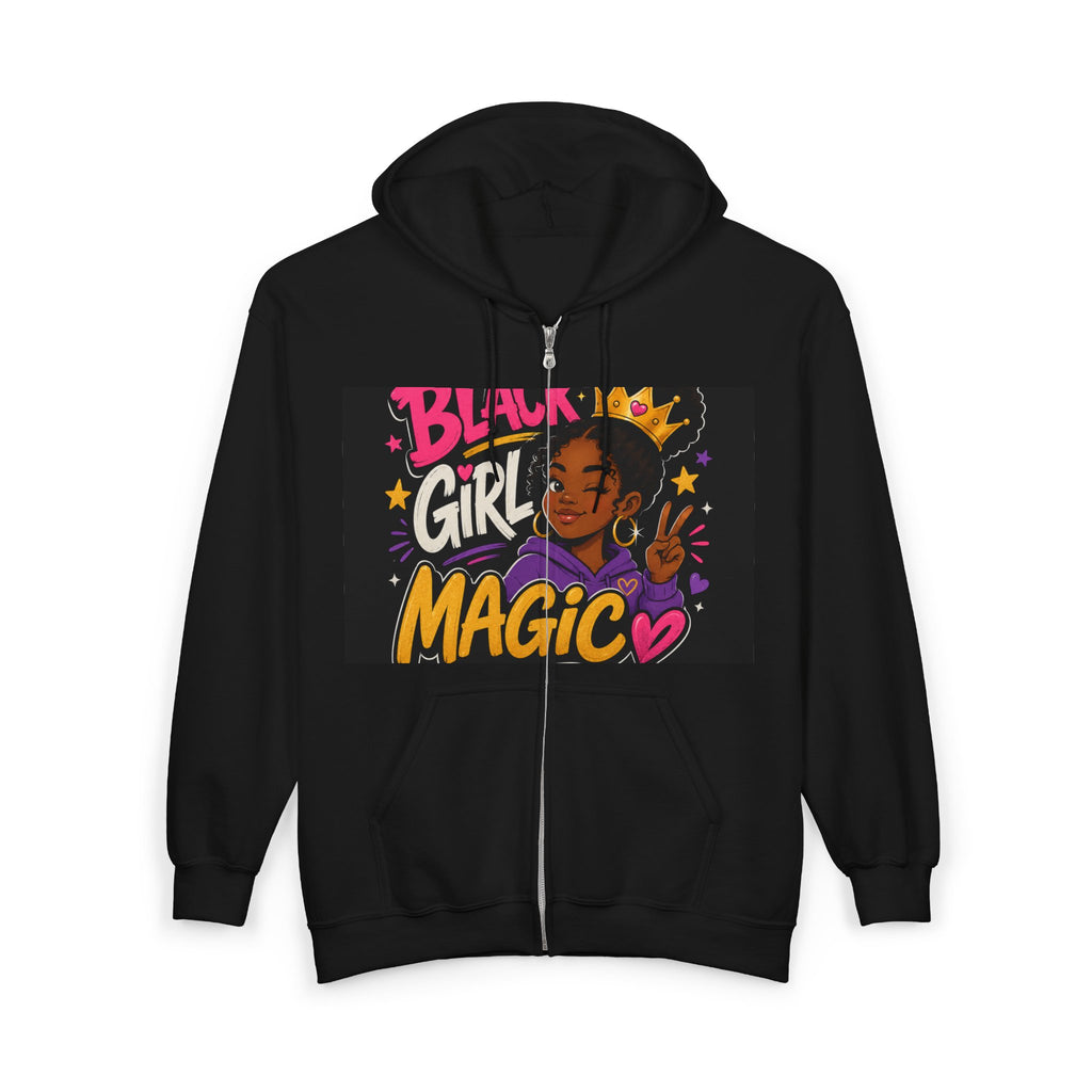 Black Girl Magic Zip Hoodie — Empowering Graphic Full-Zip Sweatshirt