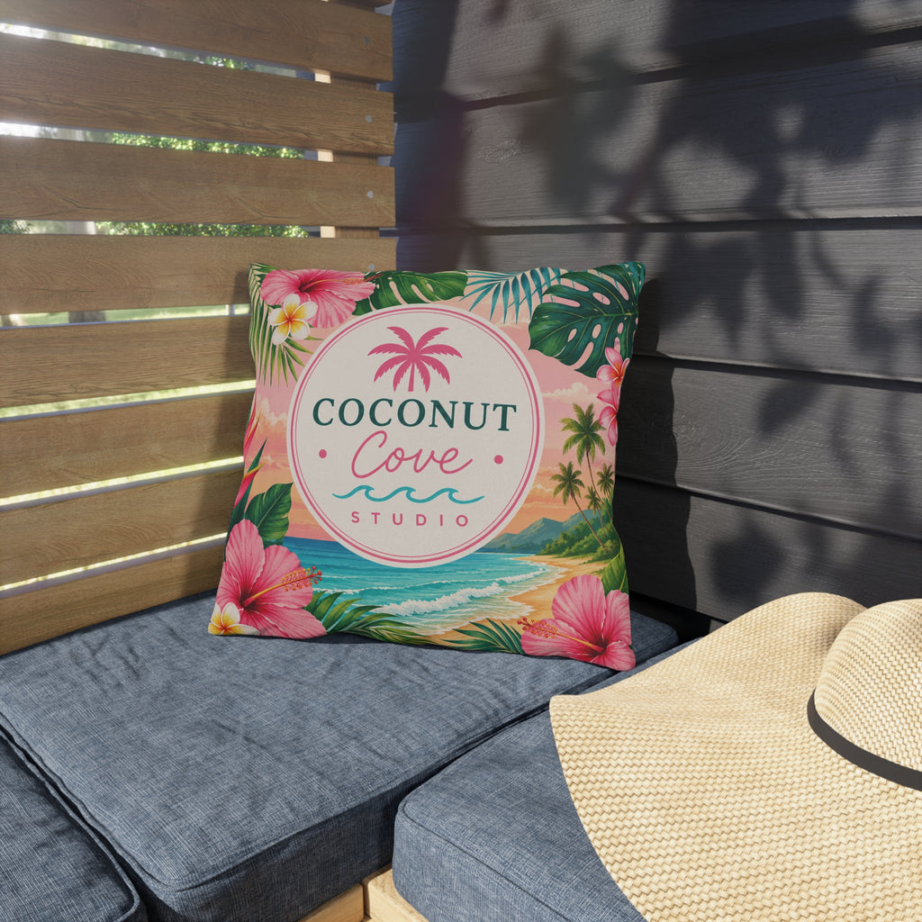 Tropical Coconut Cove Outdoor Pillow